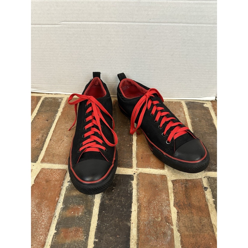 Converse All Star Black & Red Sneakers Canvas Low Top Lace Up Shoes Men's 11